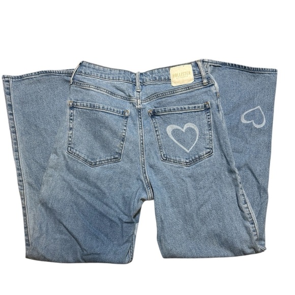 Hollister Ultra High Rise Dad Jeans Women’s 6/7 Blue Heart Print 28x29 - Picture 8 of 8
